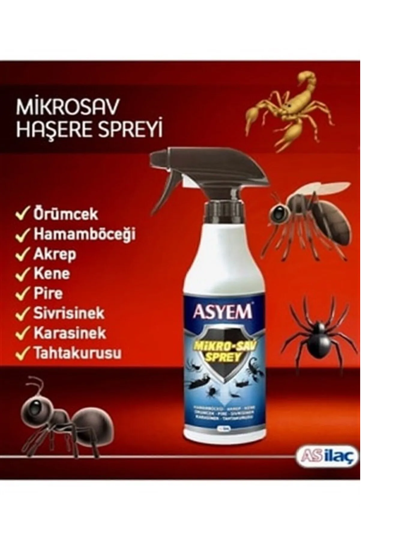 Mİkro Sav Sprey(Kene-Hamam Böceği-Akrep-Örümcek-Pire-Sivrisinek -Karasinek -Tahtakurusu ) Insektisit