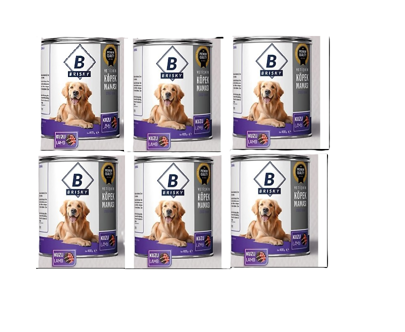 BRISKY Yetişkin Köpek Kuzu Etli Konserve Yaş Mama 415g X 6 Adet