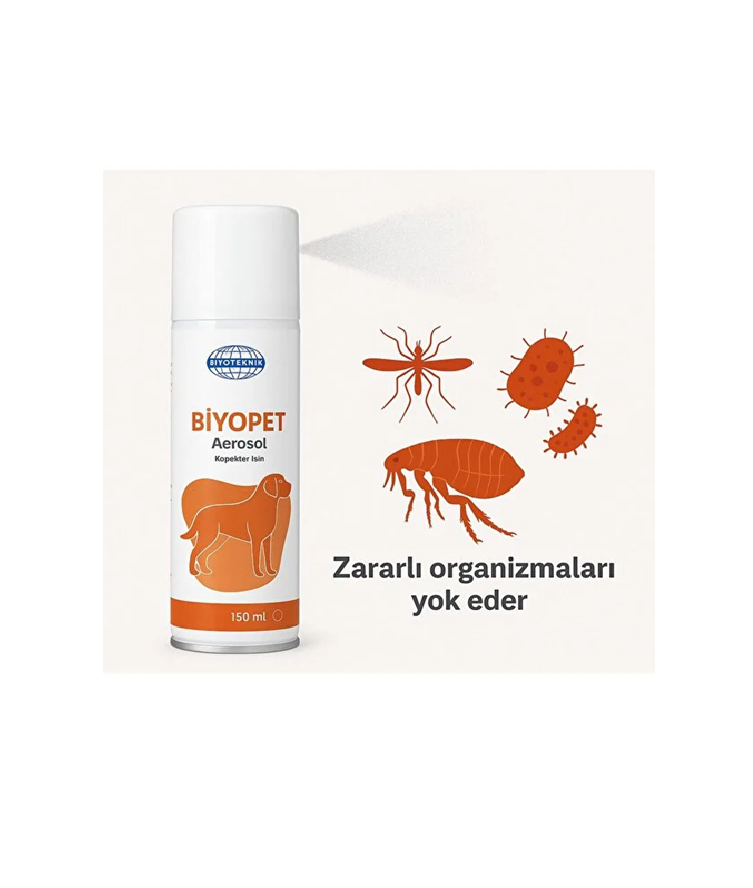 Biyopet Aerosol (Köpek) 150 Ml Köpek Yaşam Alanı Bit, Pire Ve Kene Haşere Spreyi