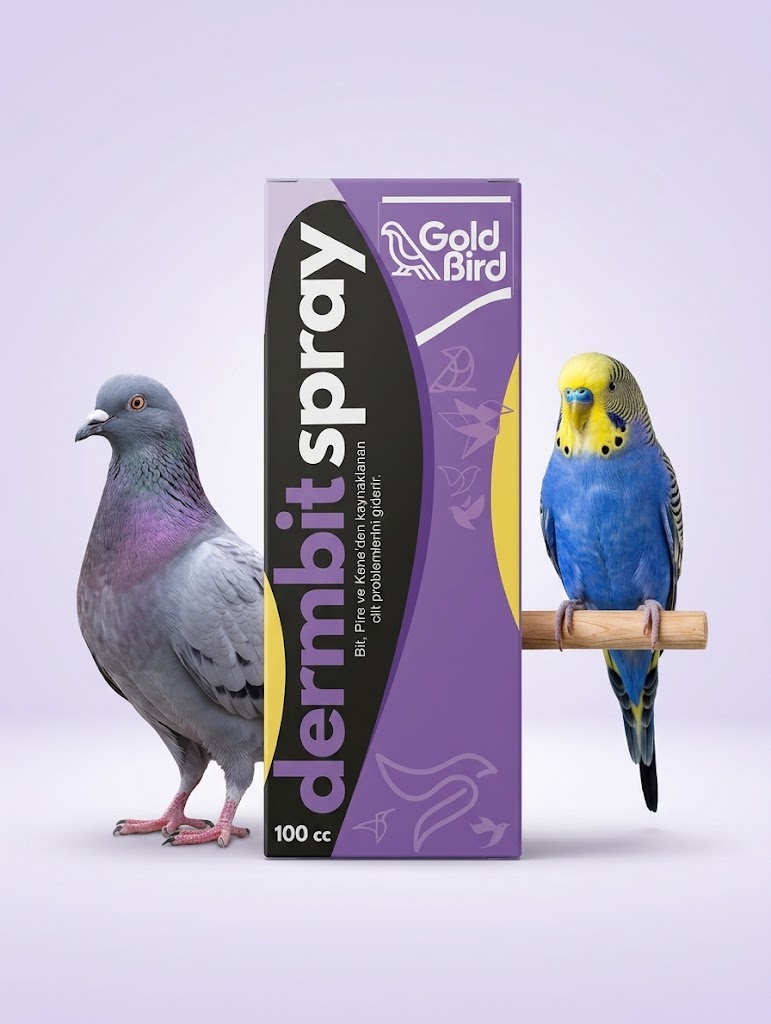 Gold Bird Dermbit Sprey 100 cc – Güvercin ve Muhabbet Kuşu Cilt & Tüy Bakım Spreyi