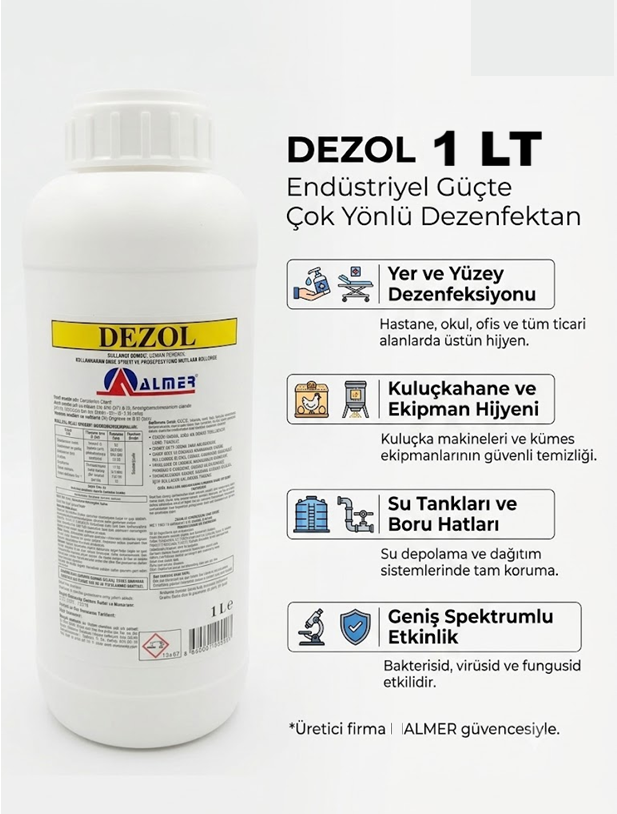 Dezol 1 Litre (bina ,imalathane, Veteriner Klinik, Ahır, Ağıl, Kuluçhane Ve Ekipmanın Dezenfeksiyonu