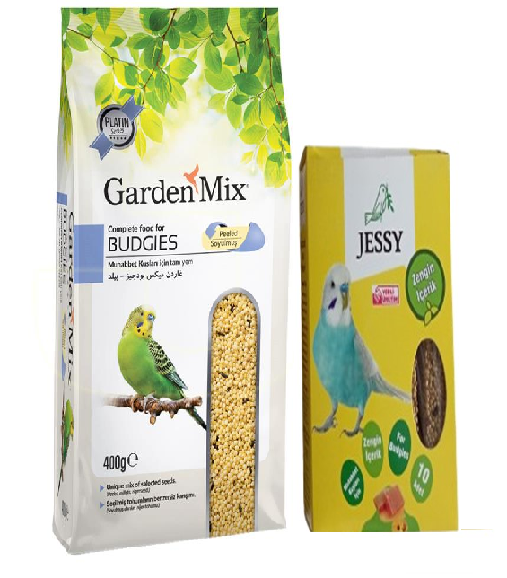 Gardenmix Soyulmuş Muhabbet Kuşu Yemi 400 Gr + Jessy Muhabbet Kuş İçin Ballı Kraker X1 Paket