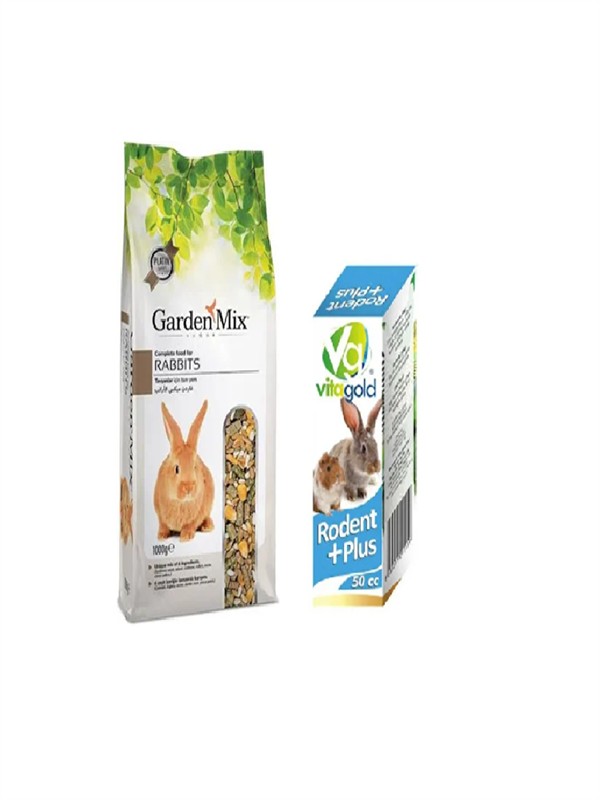 Garden Mix Tavşan Yemi 1000g ve Vita Gold Rodent Plus Kemirgen Vitamini 50cc