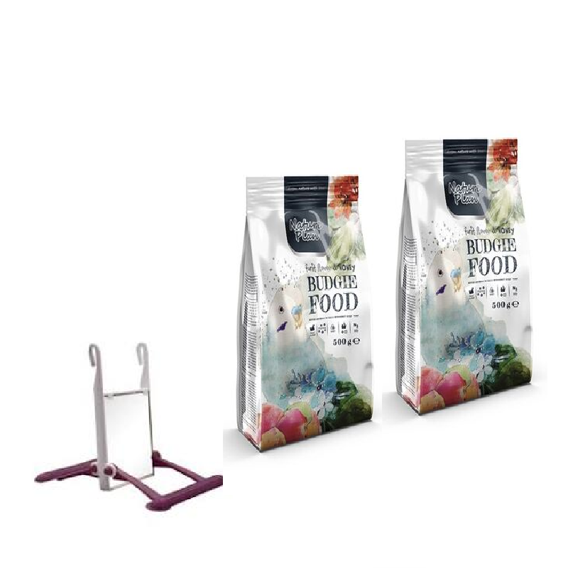 Nature Plan Premium Muhabbet Kuşu Yemi 500 Gr X 2 Adet +Muhabbet kuşu Aynalı Salınğaç X1 Adet