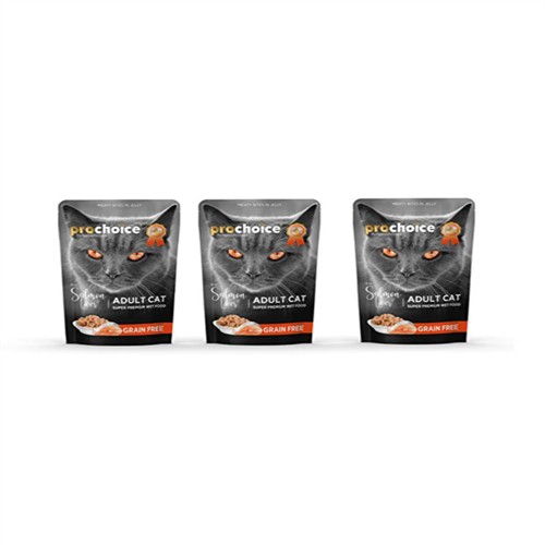 Yetişkin Kediler İçin,Tahılsız,Jöle İçinde Somon Ve Ciğer Parça Etli Yaş Mama 85 grX3 ADET