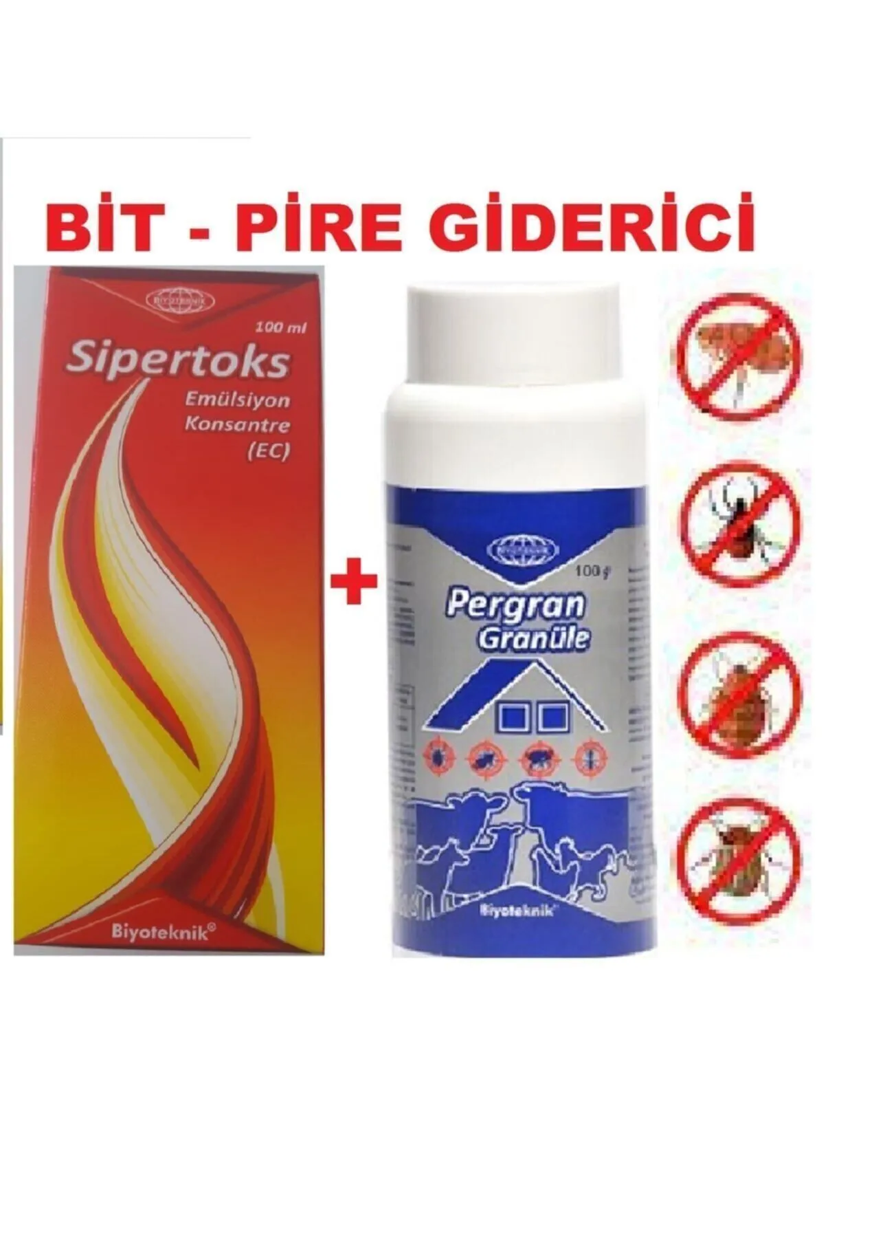 Bit, Pire , Kene Zararlılara Karşı Sipertoks 100ml Pergan 100 gr (granül )