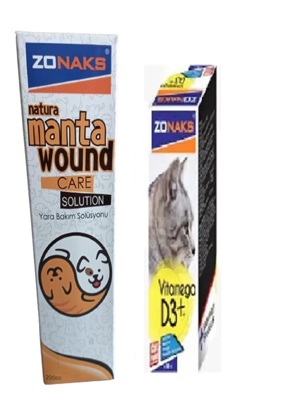 Kedileriniz İçin Vitamin D3 100 ML + Manta Wound Care Solutıon (Yara Bakım Solüsyonu)