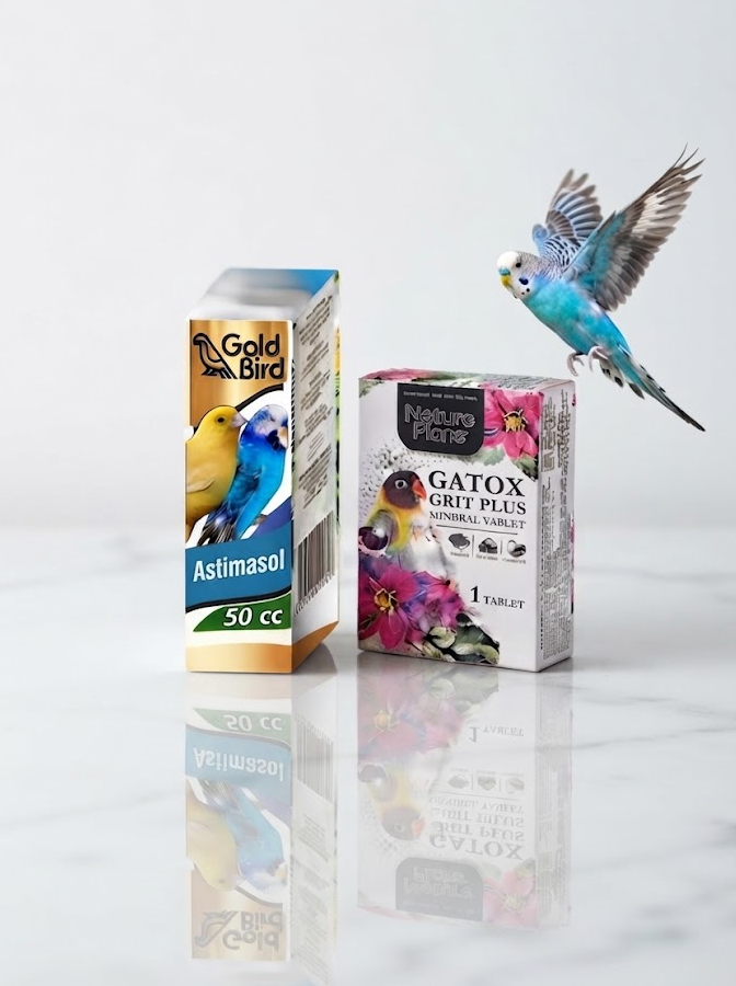 Gold Bird Astimasol 50 cc + Gatox Grit Plus Mineral Tablet Seti - Kuşlar İçin Solunum Desteği Ve Nature Plan Premium Gatox Grit Plus Mineral Tablet Gaga Taşı