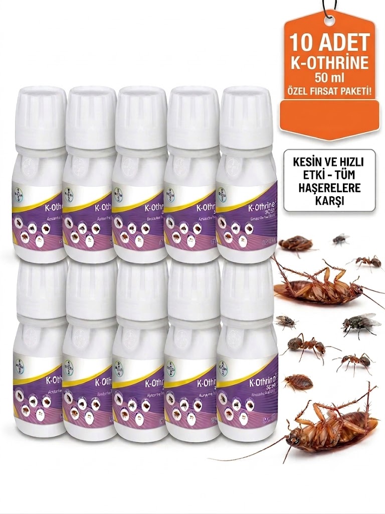 K-Othrine SC 50 ml X 10 adet (Kokusuz Genel Haşere İlacı - Hamamböceği, Karınca, Sinek Etkili)  