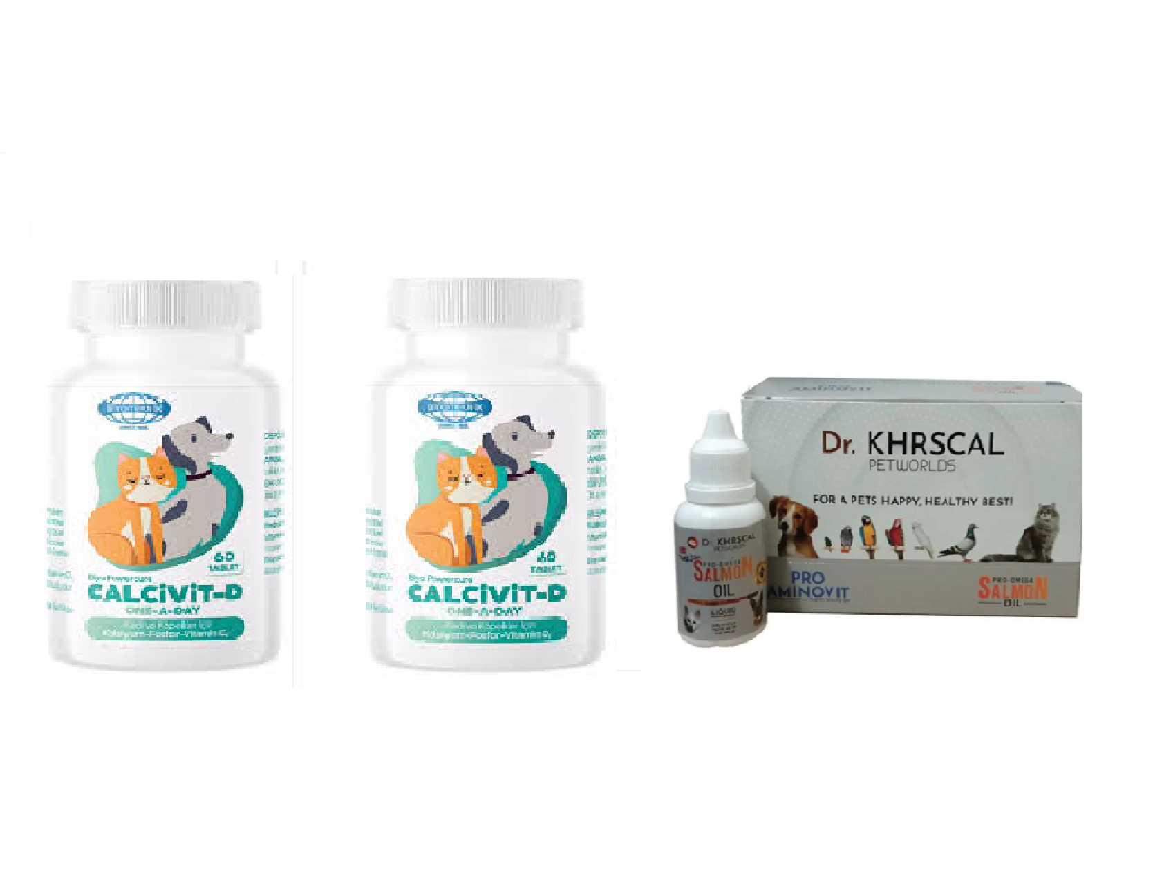 Calcivit-D 60 Tablet +Kedi Ve köpek için omega balık yağı 50 ml